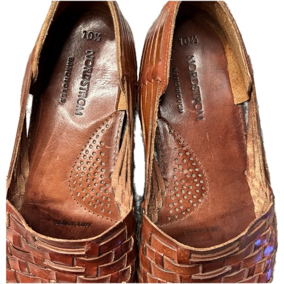 Nordstrom Hand Woven Chestnut Brown Leather Braided Sandals Mens Sz 10.5 - Picture 9 of 10